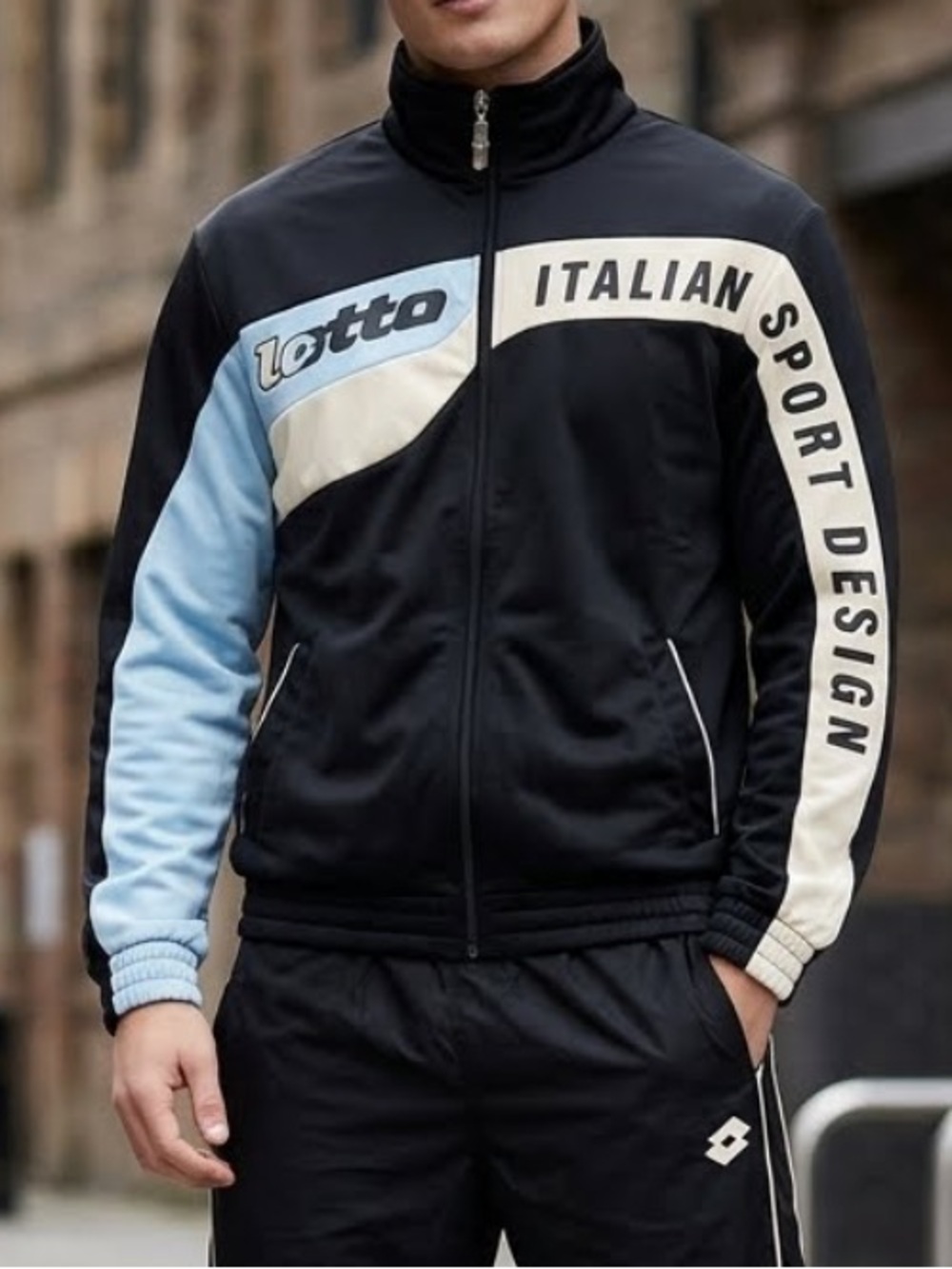 LOTTO Italian Sport Design Blokette Zip Up Soccer Warm Up Track Jacket Large